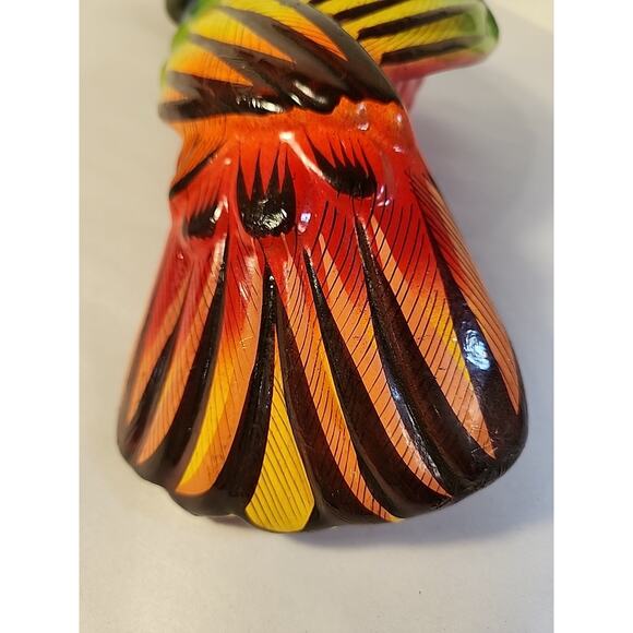 Vtg Talavera Parrot Colorful Ceramic Bird Figurine Hanging Perch Mexico - Picture 5 of 15